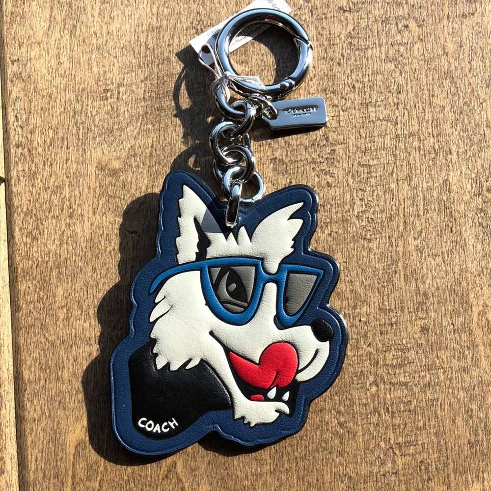Coach leather wolf key chain & charm